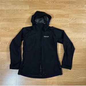 Marmot Women's Black Hooded Waterproof Shell Jacket Goretex